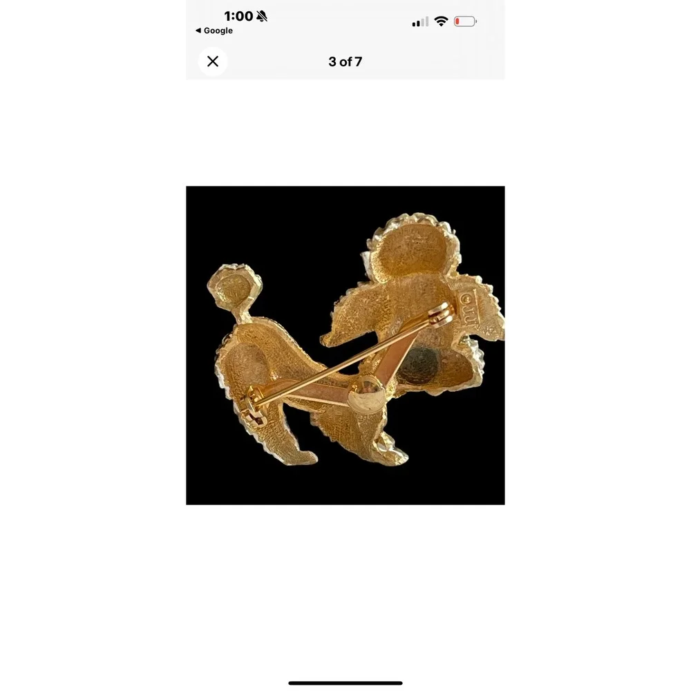 Retro Gold Poodle Brooch Vintage JJ Jonette Jewelry Pin